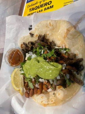 Carne Asada on Homemade Flour Tortilla