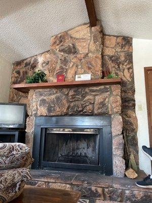 tv and wood burning fireplace - all the entertainment needed in this neck of the woods.