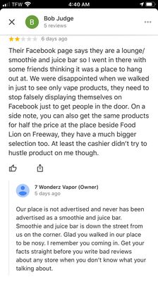 7 Wonderz Vapor's response to me. Guess they really showed me.