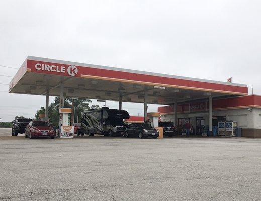 Eight fuel pumps, including gasoline and auto diesel.