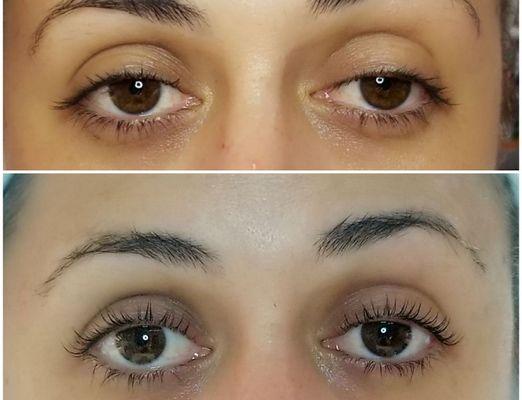 Lash lift before and after