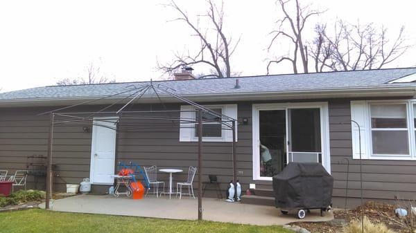 This is the backside of the house with a new roof that we insatlled