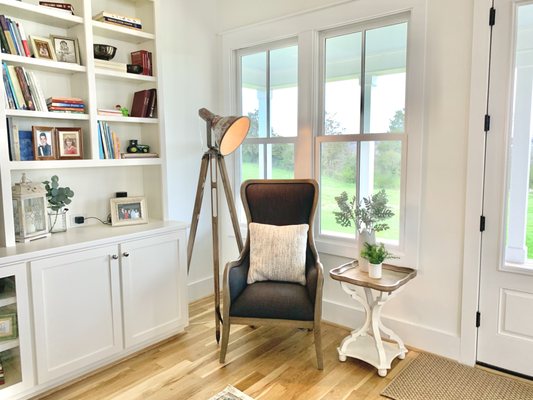 Farmhouse reading nook.