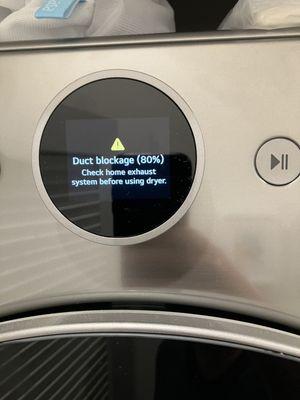 Error message after my dryer vent was cleaned