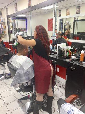 Our talented Lorena. Look for her at Blessed Hands Hair Salon and Barber Shop.