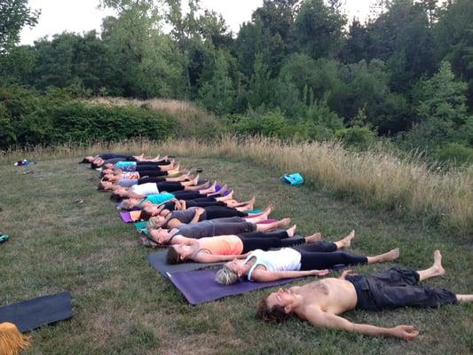 Outdoor yoga at Prana