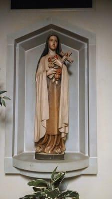 St. Bernadette statue in the narthex of the church