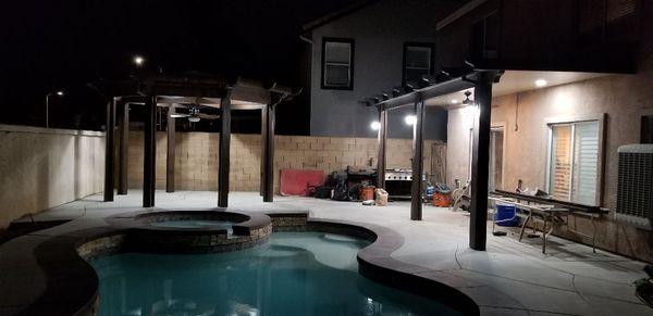 The gable before shades, next to a flat top next to a pool remodel we did.