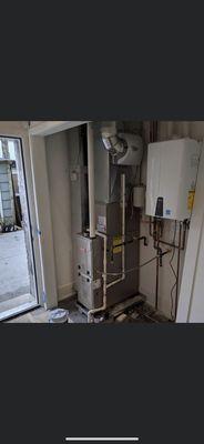 Three unit building have the exact 90% furnace and tankless water heater also units system is designed the same