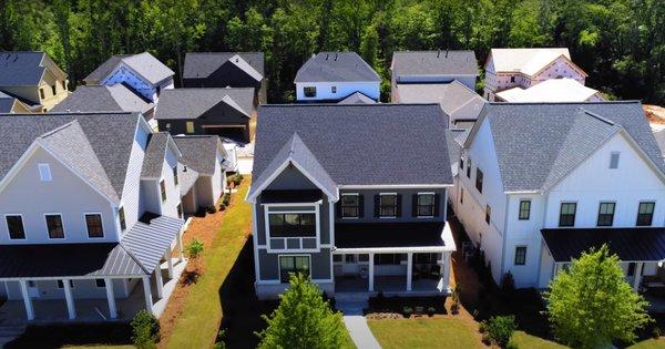 Sky view of new homes.