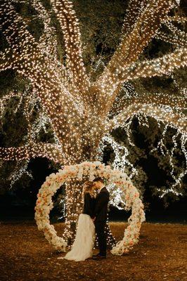 Floral Hoop underneath a Live Oak Tree