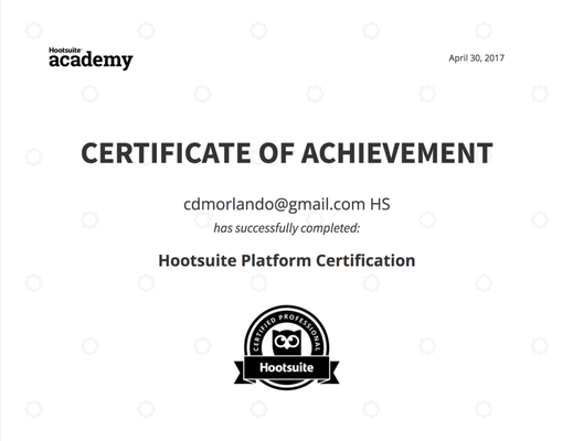 Hootsuite Certified Social Media