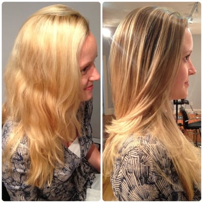 Over processed blonde to a natural look