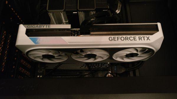 Interior of the case, close-up on the video card.