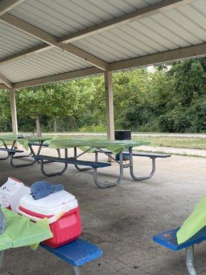 Shelter with several benches