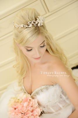 Brides make up and hair , soft and romantic style.