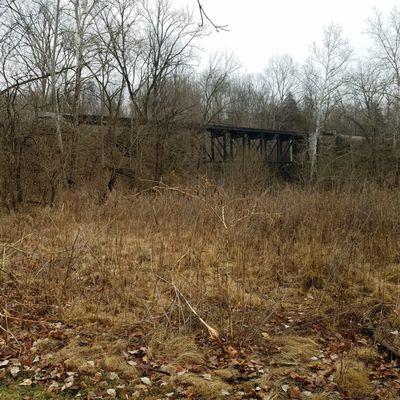 nature garden and train trestle