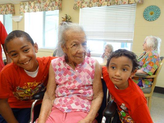 Lula Mae and her two great grandchildren.  Come visit anytime!