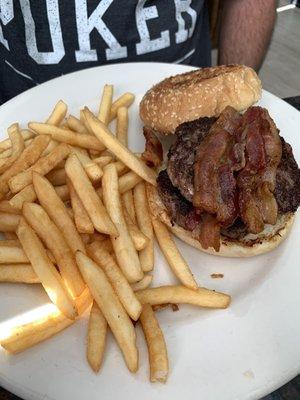 Double burger with bacon