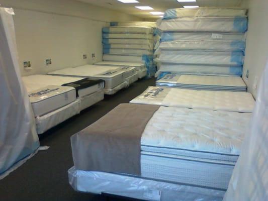 Set up of store lots of beds in stock