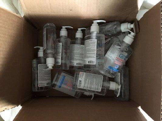 Box of no longer wanted sanitizer.