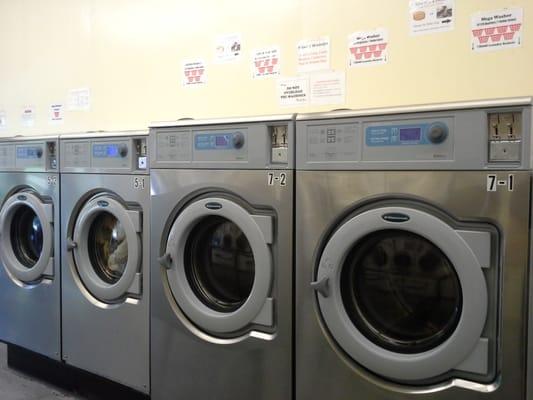 Mega & Super Washers - Our customer's favorites. Save time & money. They wash 5-7 baskets of laundry in 30 min. Perfect for huge