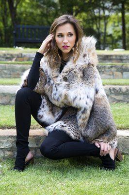 Bobcat Fur Cape with Hood