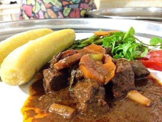 Boiled plantain with goat