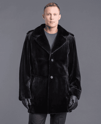 Sheared Mink Coat with Long Hair Mink Collar