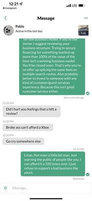 Messages exchanged with one of the employees. Thought I'd share. Enjoy!