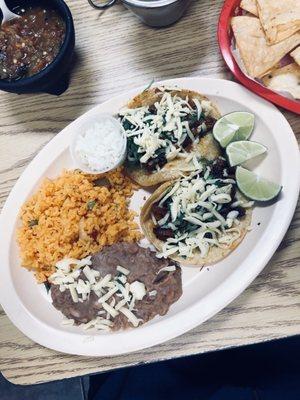 Beef tacos with homemade rice & beans