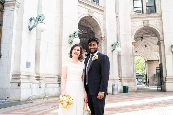 A sunny, spring, City Hall wedding.