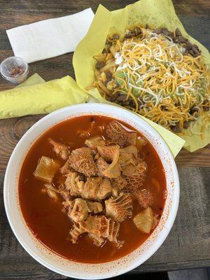 Menudo very tasteful and meat very tender and tasty.