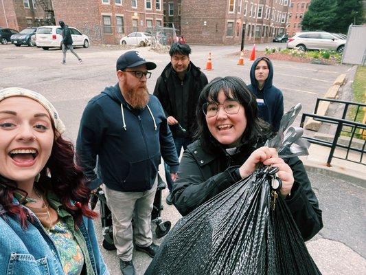 We do a Serve Sunday every other month. Here we are cleaning up garbage in Fenway!