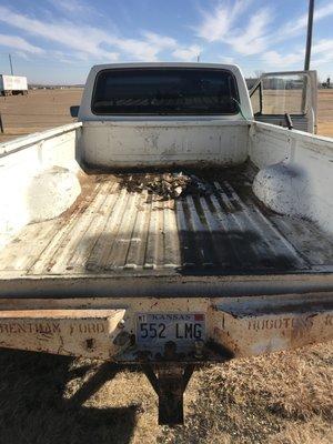 Before picture of Media Blasting and Painting 1984 Ford F-250 Pickup Bed.