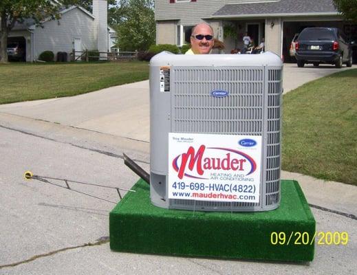 Troy Mauder owner of Mauder HVAC participating in a local parade.