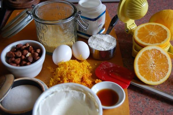 getting ready to make a hazelnut polenta torte