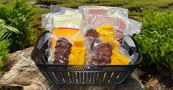 Summer Sausage and "Rat Cheese" cubes