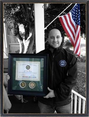 Scott Gordon and his award from The United States Army Special Operations Command and The Green Beret Foundation.