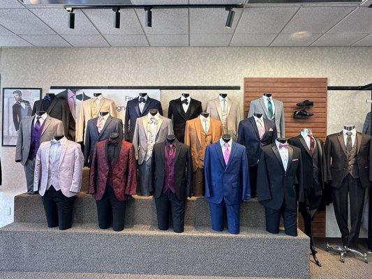 Our selection of rental suits and tuxedos.