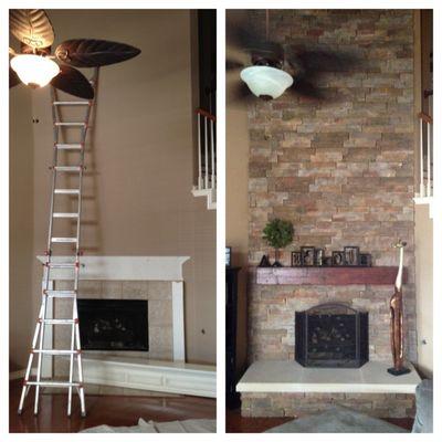 Fireplace remodel - Before and After