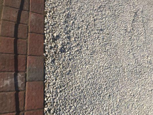 paver border between gravel pad and alley