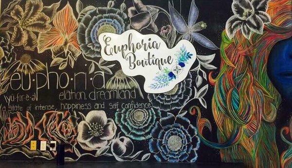 Chalkboard art at Euphoria Boutique.