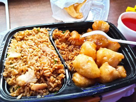 Honey chicken with fried rice