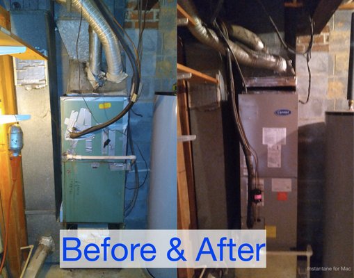 Before & After of an  indoor Heat Pump.