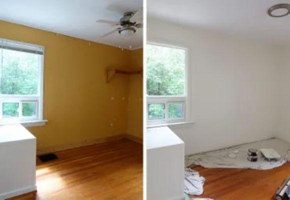 Before and after customer room painting.