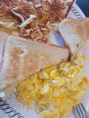 eggs hash browns and toast