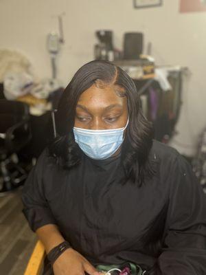 Side part closure Bob (quick weave)