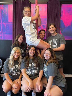 Dallas birthday pole dance class, pole dancing studio in dallas, pole dancing birthday party in dallas, bachelorette party ideas in dallas