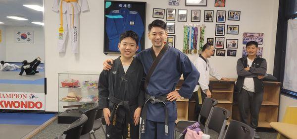 With 5th degree Grand Master Nam visiting from Utah.  Advanced kicking techniques.